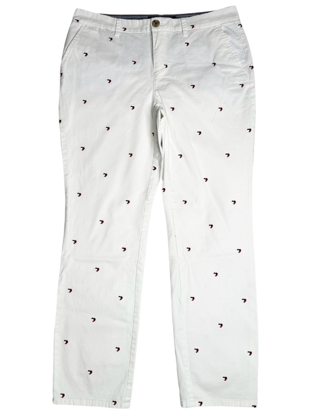 Tommy Hilfiger Hampton Heritage Chino Heart Flag Embroidered White‎ Sz 10